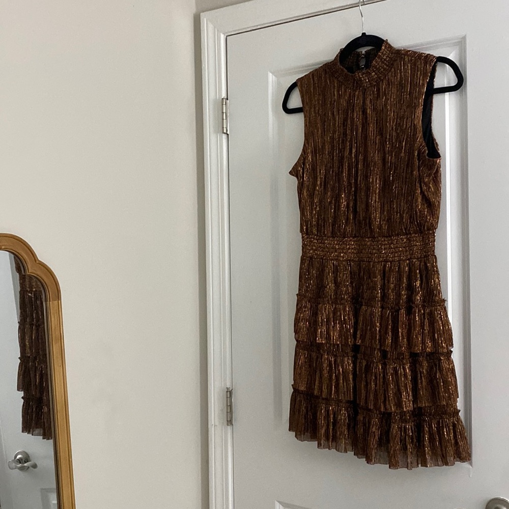 Bronze Shiny Mini Dress